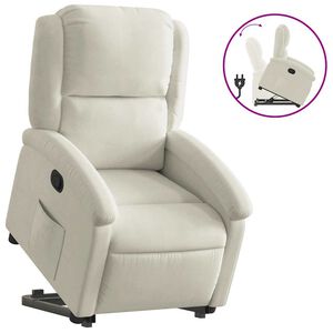 vidaXL Poltrona Alzapersona Reclinabile Crema in Velluto