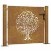 vidaXL Cancello da giardino 100x75 cm in acciaio Corten con design ad albero
