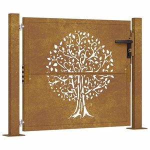 vidaXL Cancello da giardino 100x75 cm in acciaio Corten con design ad albero
