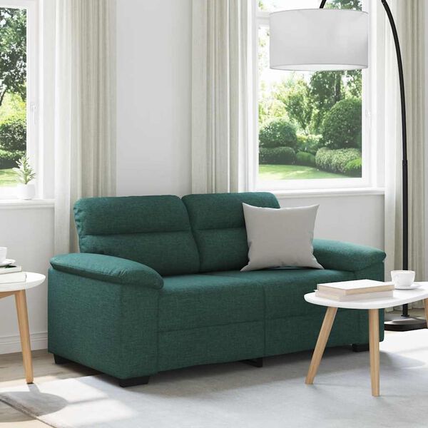vidaXL Divano a 2 Posti Verde Scuro 160x81x84 cm in Tessuto