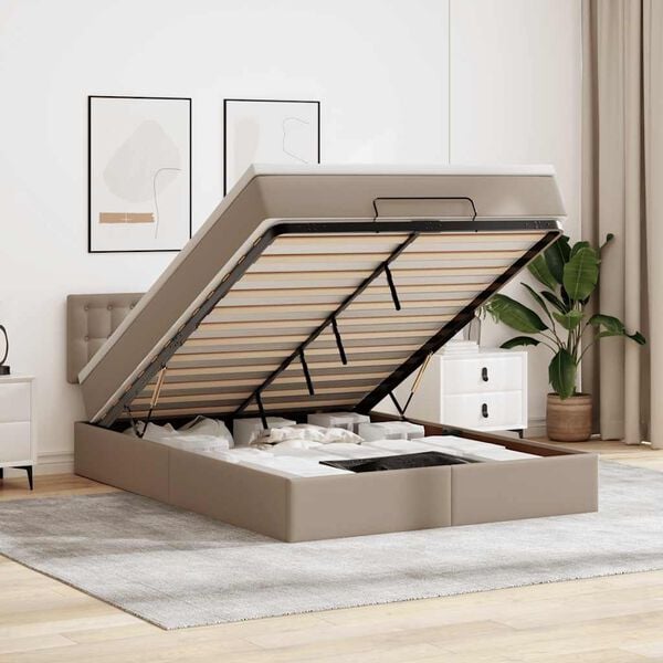 vidaXL Struttura Letto Pouf con Materasso 140x200 cm Similpelle