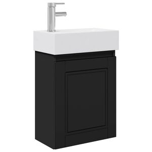 vidaXL Mobile bagno con rubinetto Nero 45,5 x 22,5 x 84 cm