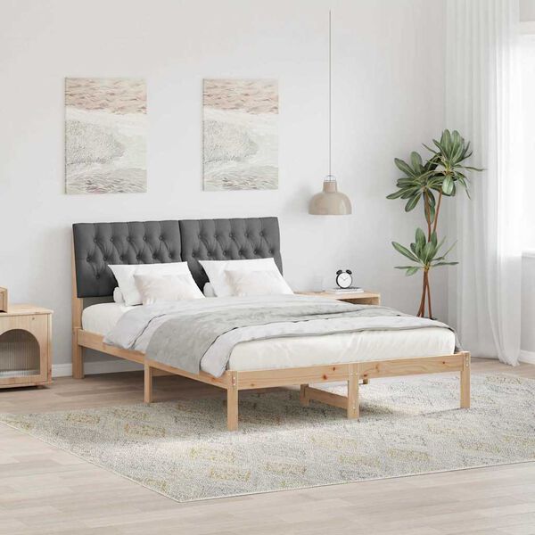vidaXL Letto con Testiera Rivestita con testiera Marrone 135 x 190 cm