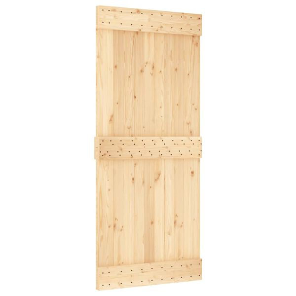 vidaXL Porta Scorrevole con Set Hardware 90x210 cm Legno Massello Pino