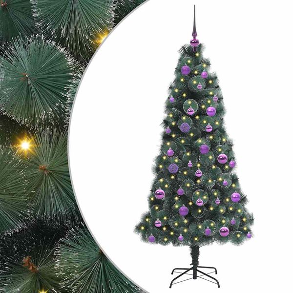 vidaXL Albero di Natale artificiale preilluminato con set di palline