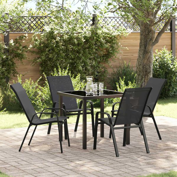 vidaXL Set da Pranzo per Giardino 5 pcs Nero