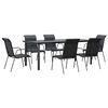 vidaXL Set da Pranzo da Giardino 7 pz Nero in Acciaio e Textilene