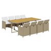 vidaXL Set da Pranzo da Giardino 9 pz con Cuscini in Polyrattan Beige