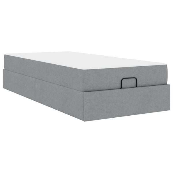 vidaXL Struttura letto con materasso 2 pcs Grigio chiaro Tessuto