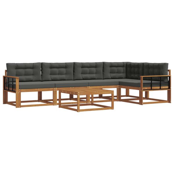 vidaXL Set di divani da esterno con cuscino 6 pcs Naturale e Antracite