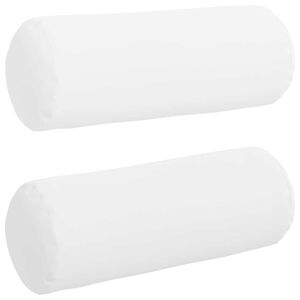 vidaXL Cuscini a rullo 2 pcs Bianco &Oslash; 25 x 70 cm Tessuto