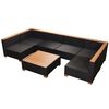 vidaXL Set Divani da Giardino 7 pz con Cuscini in Polyrattan Nero