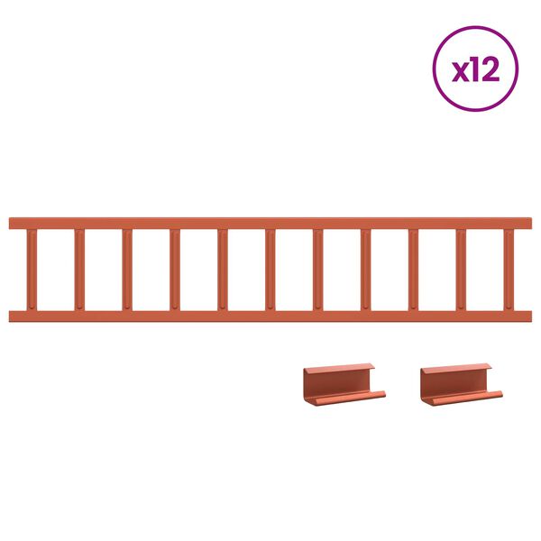 vidaXL Guardia per neve sul tetto Rosso 1200 x 2,5 x 20 cm Acciaio