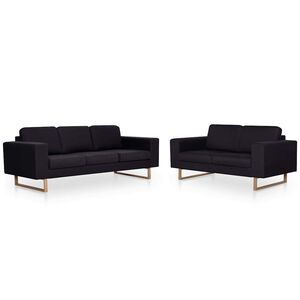 vidaXL Set Divani 2 pz in Tessuto Nero