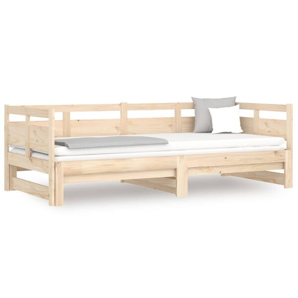 vidaXL Dormeuse Estraibile in Legno Massello di Pino 2x(90x190) cm