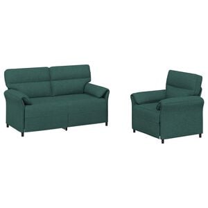 vidaXL Set di divani 2 pz Verde Scuro Tessuto
