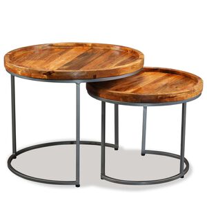 vidaXL Set Tavolini da Salotto 2 pz in Legno Massello di Mango