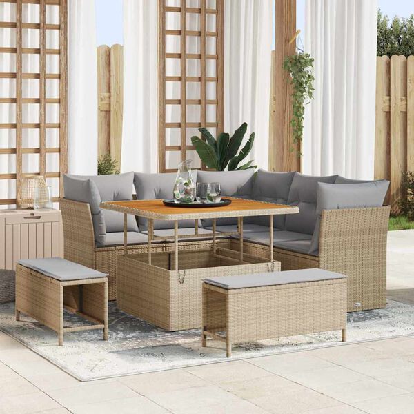 vidaXL Set Divano da Giardino 8 pcs Beige polyrattan