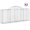 vidaXL Cesti Gabbioni ad Arco 2 pz 200x30x80/100 cm Ferro Zincato
