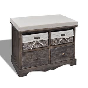 vidaXL Cassapanca Marrone 62x33x42 cm in Legno di Paulownia