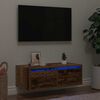 vidaXL Mobile Porta TV con Luci LED Legno Antico 75x35,5x25 cm