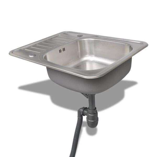 Lavello Lavandino cucina quadrato in acciaio inossidabile con scarico