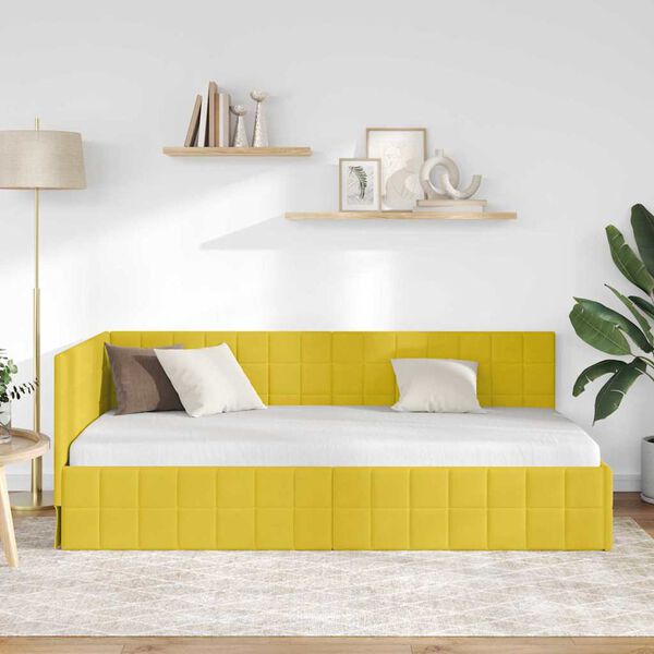vidaXL Cornice del letto ad angolo Giallo 90 cm x 200 cm Velluto
