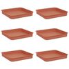vidaXL Vassoio Quadrato per Fiori 6 pcs Rosso Mattone 15 x 15 x 2 cm