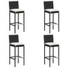 vidaXL Sgabelli da Bar con Cuscini 4 pz Neri in Polyrattan