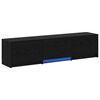 vidaXL Mobile TV con LED con strisce LED Rovere Nero 165 x 34 x 40 cm