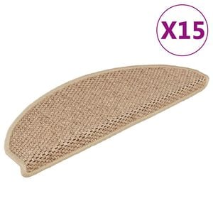vidaXL Tappeti Autoadesivi Scale Aspetto Sisal 15 pz 65x21x4 cm Sabbia