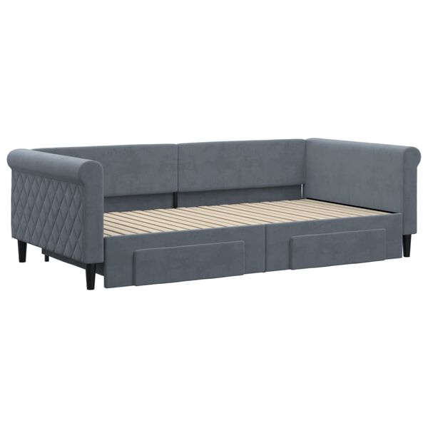 vidaXL Divano Letto Estraibile Cassetti Grigio Scuro 100x200cm Velluto