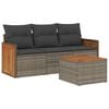 vidaXL Set Divani da Giardino 4 pz con Cuscini in Polyrattan Grigio