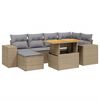 vidaXL Set Divani da Giardino 7 pz con Cuscini Beige in Polyrattan