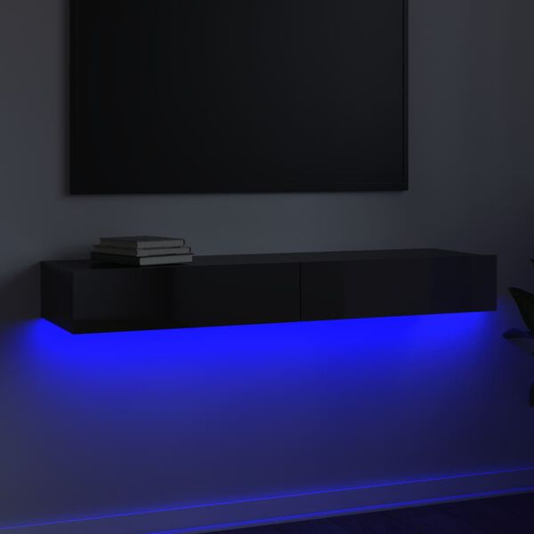 vidaXL Mobile Porta TV con Luci LED Grigio Lucido 120x35x15,5 cm