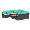 vidaXL Set Divani da Giardino 11 pz con Cuscini in Polyrattan Nero