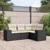 vidaXL Set Divani da Giardino 4 pz con Cuscini Nero in Polyrattan
