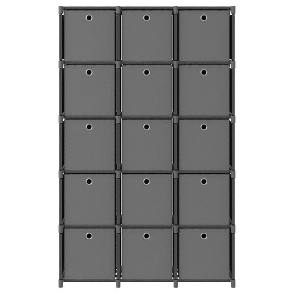 vidaXL Mobile con 15 Scatole a Cubo Grigio 103x30x107,5 cm in Tessuto