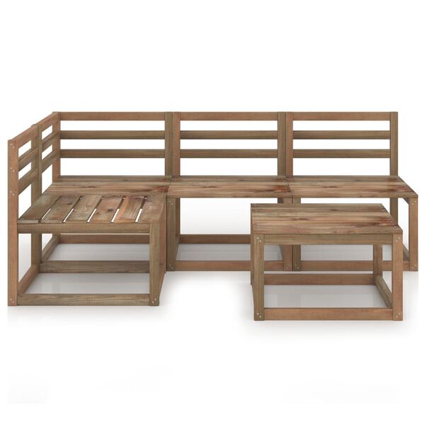 vidaXL Set Salotto Giardino 5 pz in Legno di Pino Impregnato Marrone