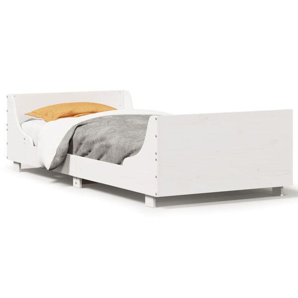 vidaXL Giroletto senza Materasso Bianco 100x200 cm Legno Massello Pino