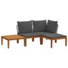 vidaXL 4 pcs Legno massiccio di acacia e corda Naturale