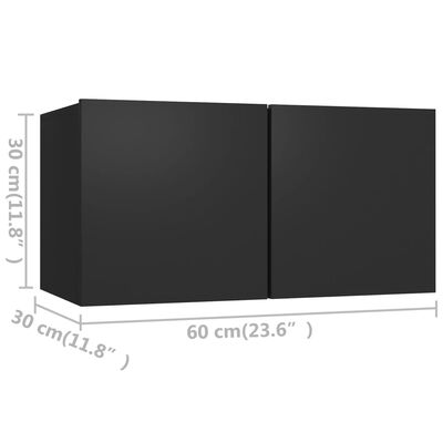 vidaXL Mobili Porta TV 4 pz Neri 60x30x30 cm in Legno Multistrato