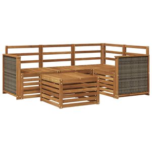vidaXL Set di divani da esterno 5 pz Naturale Poliestere