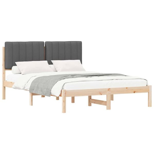 vidaXL Letto con Testiera Rivestita Grigio scuro 140 x 200 cm