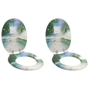 vidaXL Copriwater 2 pz Chiusura Ammortizzata in MDF Design Spiaggia