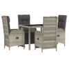 vidaXL Set da Pranzo da Giardino 5 pz con Cuscini in Polyrattan Grigio