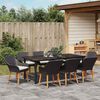 vidaXL Set da Pranzo per Giardino con cuscino 9 pcs Nero polyrattan