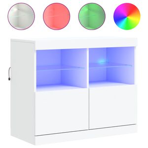 vidaXL Credenza con Luci LED Bianca 81x37x67 cm
