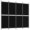 vidaXL Divisorio a 4 Pannelli Nero 200x180 cm in Tessuto