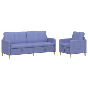 vidaXL Set di Divani con Storage 2 pz Blu jeans Poliestere